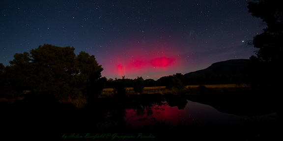 Aurora refected in Snipe Swamp Redman Bluff Wetlands @ Grampians Paradise Camping and Caravan Park